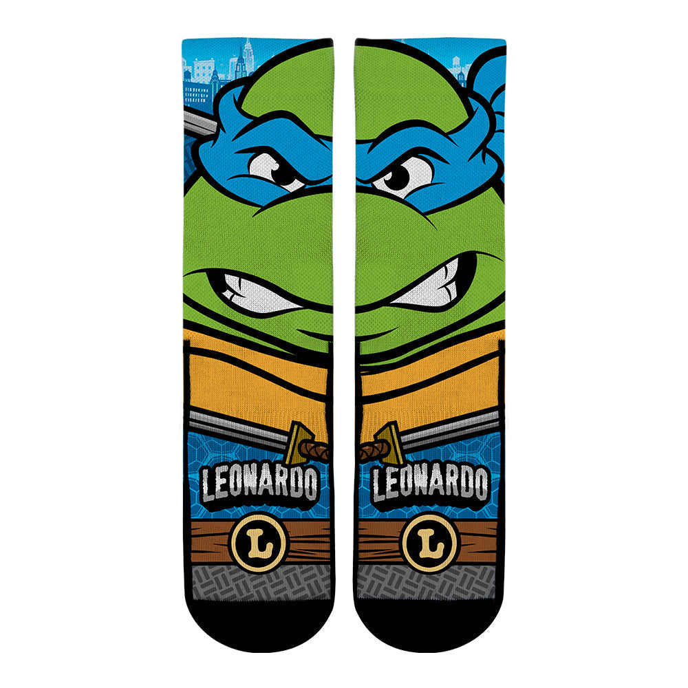 Teenage Mutant Ninja Turtles Leonardo Split Face Socks front view