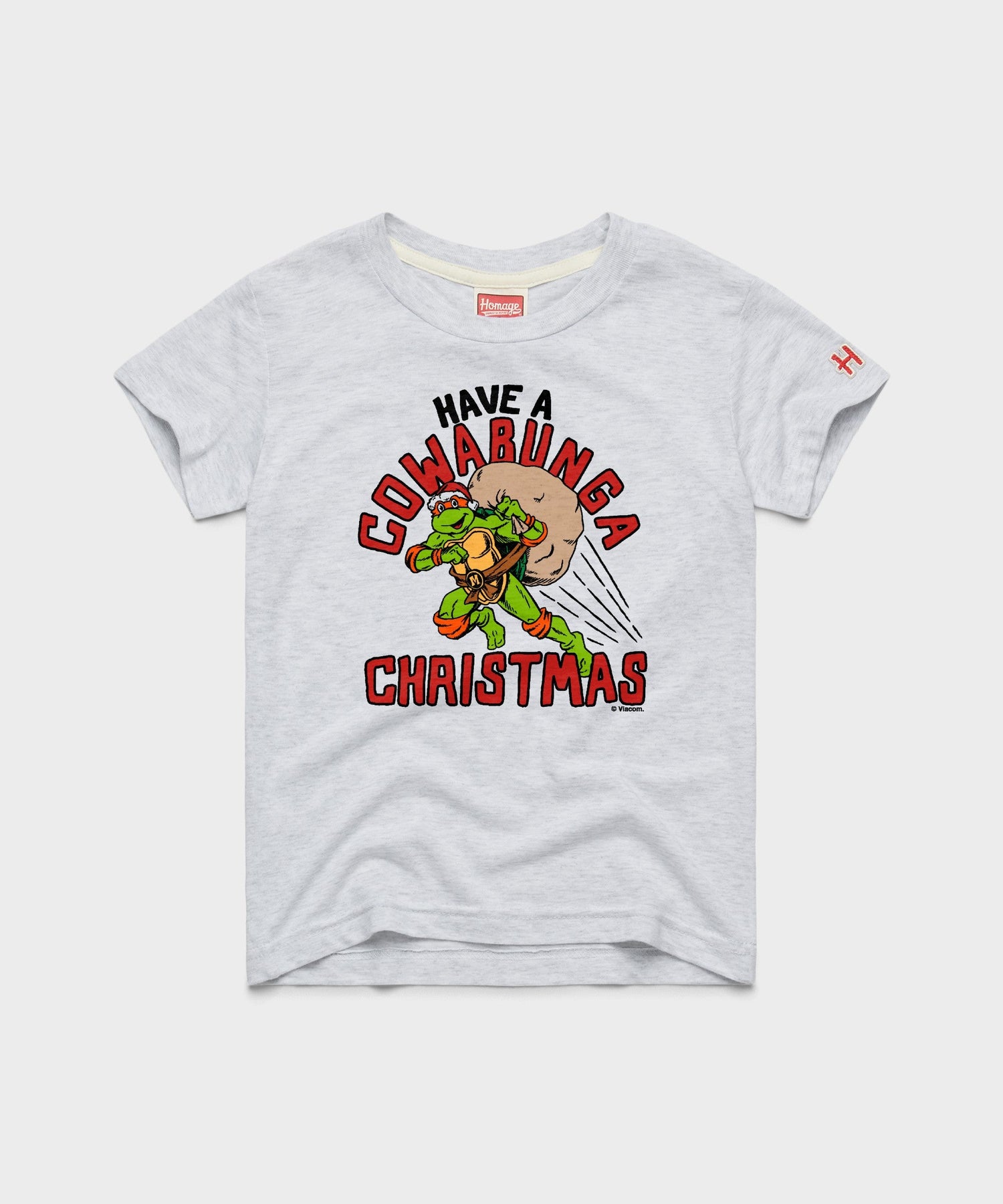 HOMAGE x Teenage Mutant Ninja Turtles youth t-shirt front view featuring holiday TMNT graphic print