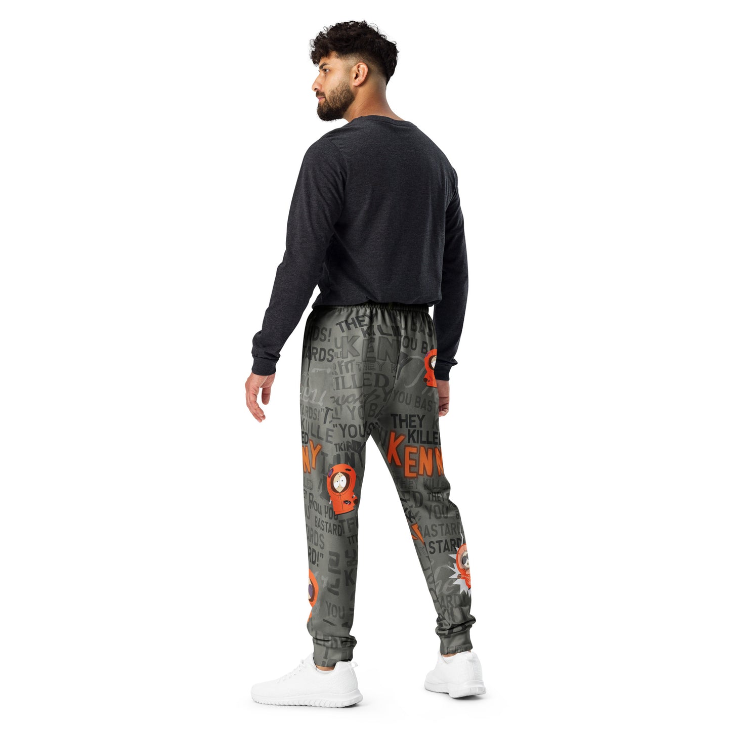 Lifestyle view of the South Park Dead Kenny joggers showing the slim fit silhouette.