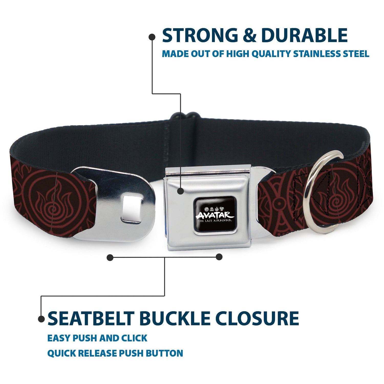 Avatar: Last Airbender Fire Element Seatbelt Buckle Dog Collar - Paramount Shop