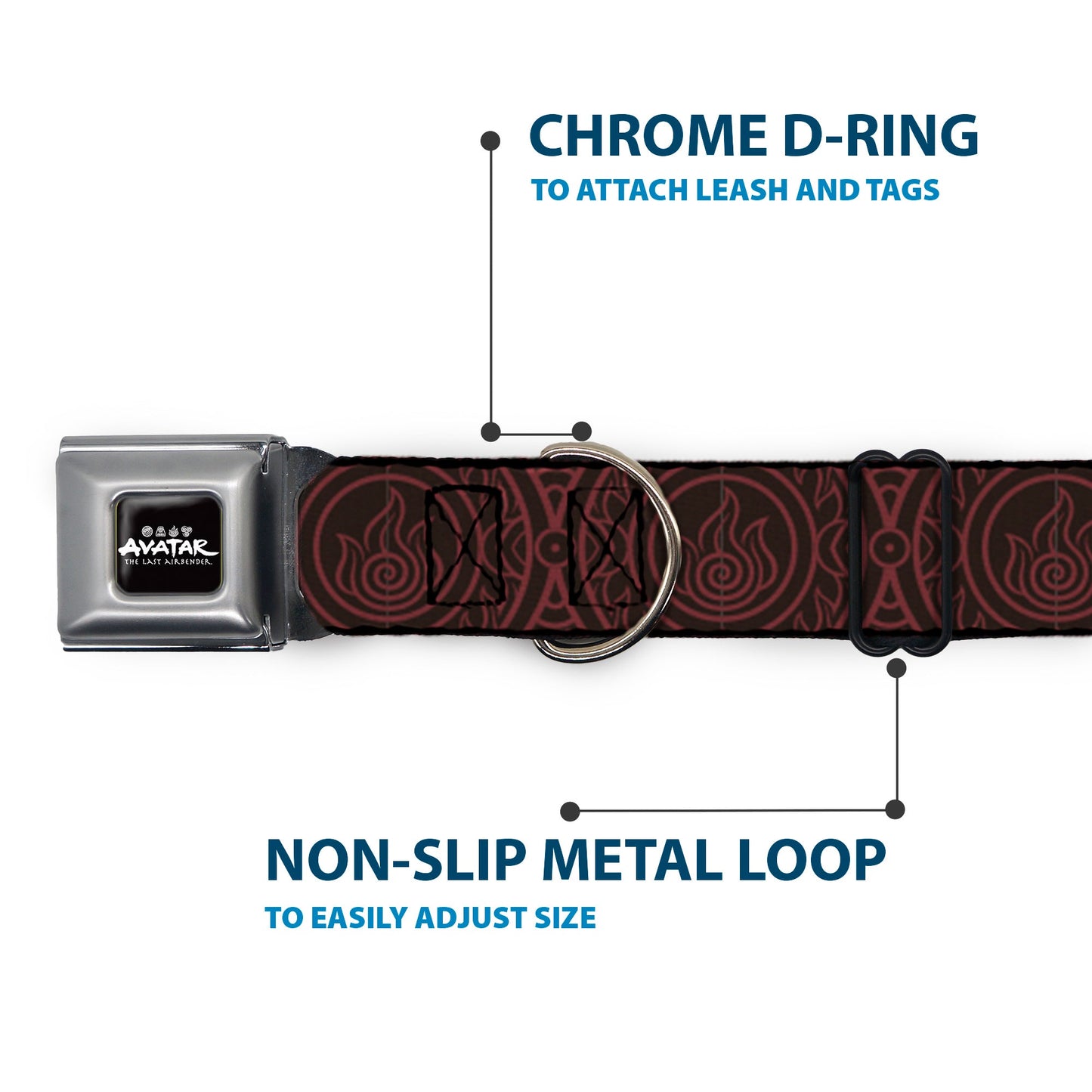 Avatar: Last Airbender Fire Element Seatbelt Buckle Dog Collar - Paramount Shop