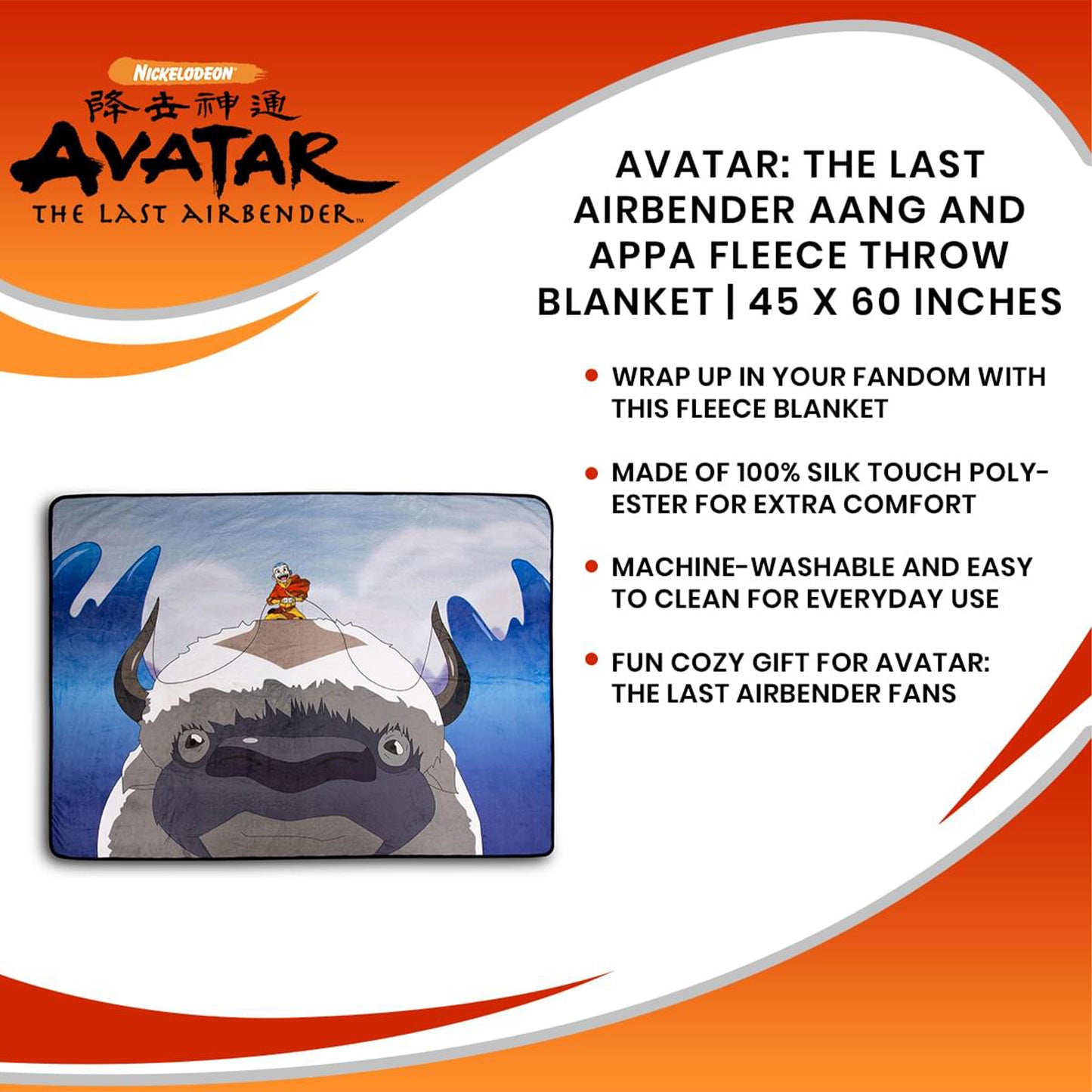 Avatar: The Last Airbender Aang and Appa Fleece Blanket