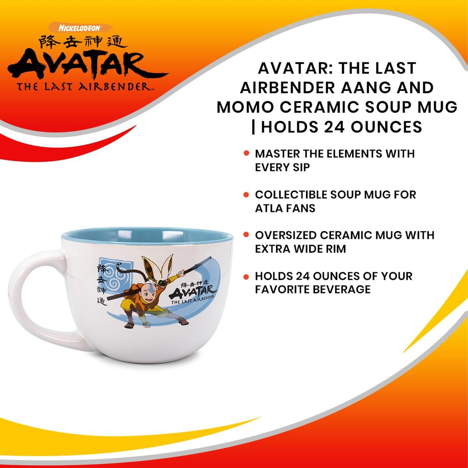 Avatar: The Last Airbender Aang and Momo Ceramic Soup Mug - Paramount Shop