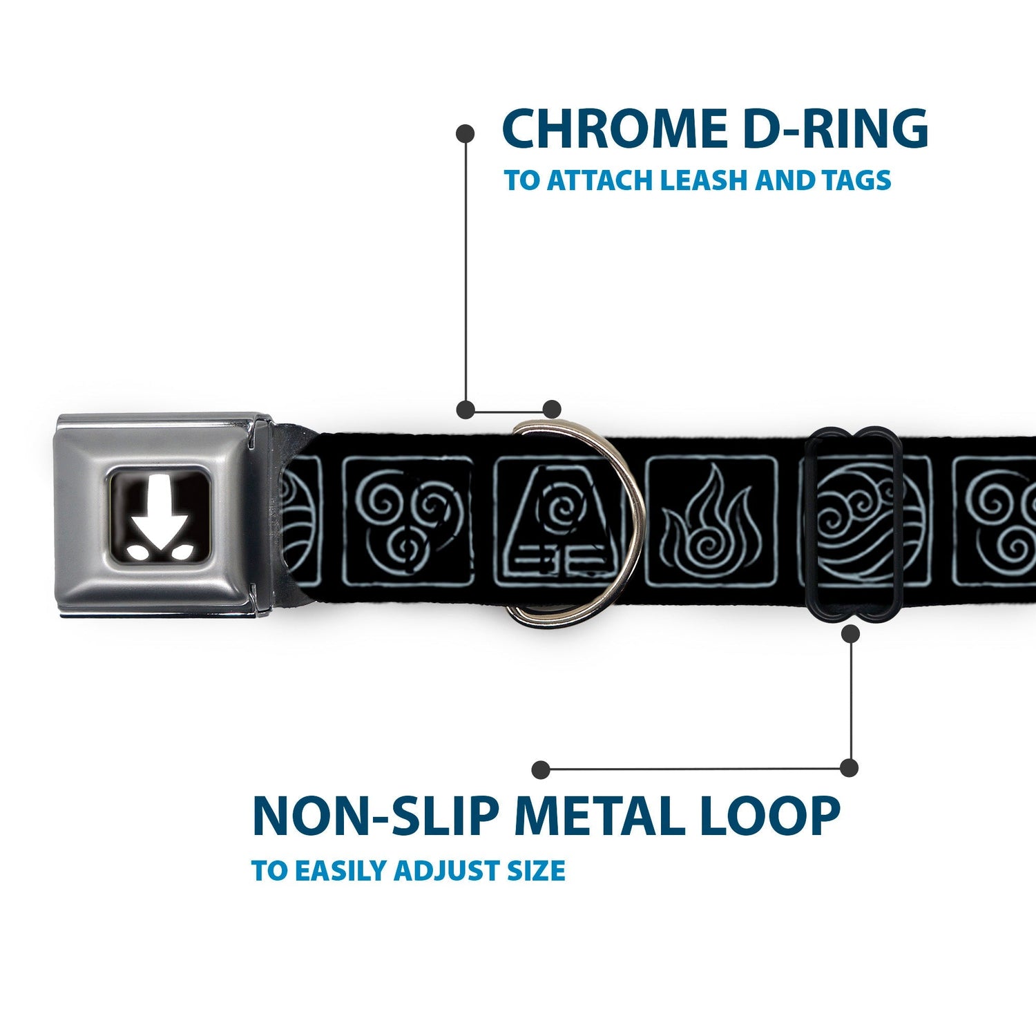 Avatar: The Last Airbender Aang Elements Seatbelt Dog Collar - Paramount Shop