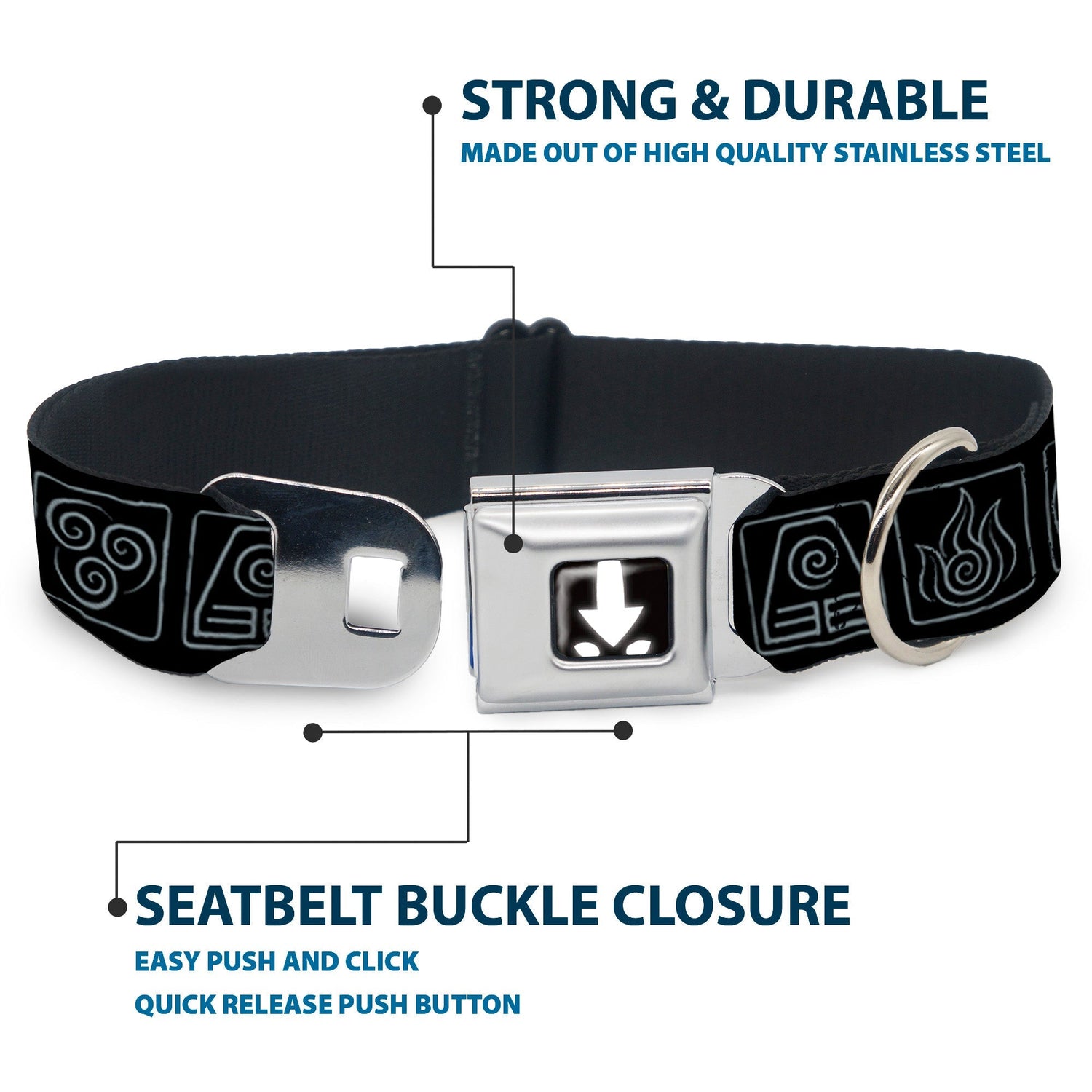 Avatar: The Last Airbender Aang Elements Seatbelt Dog Collar - Paramount Shop