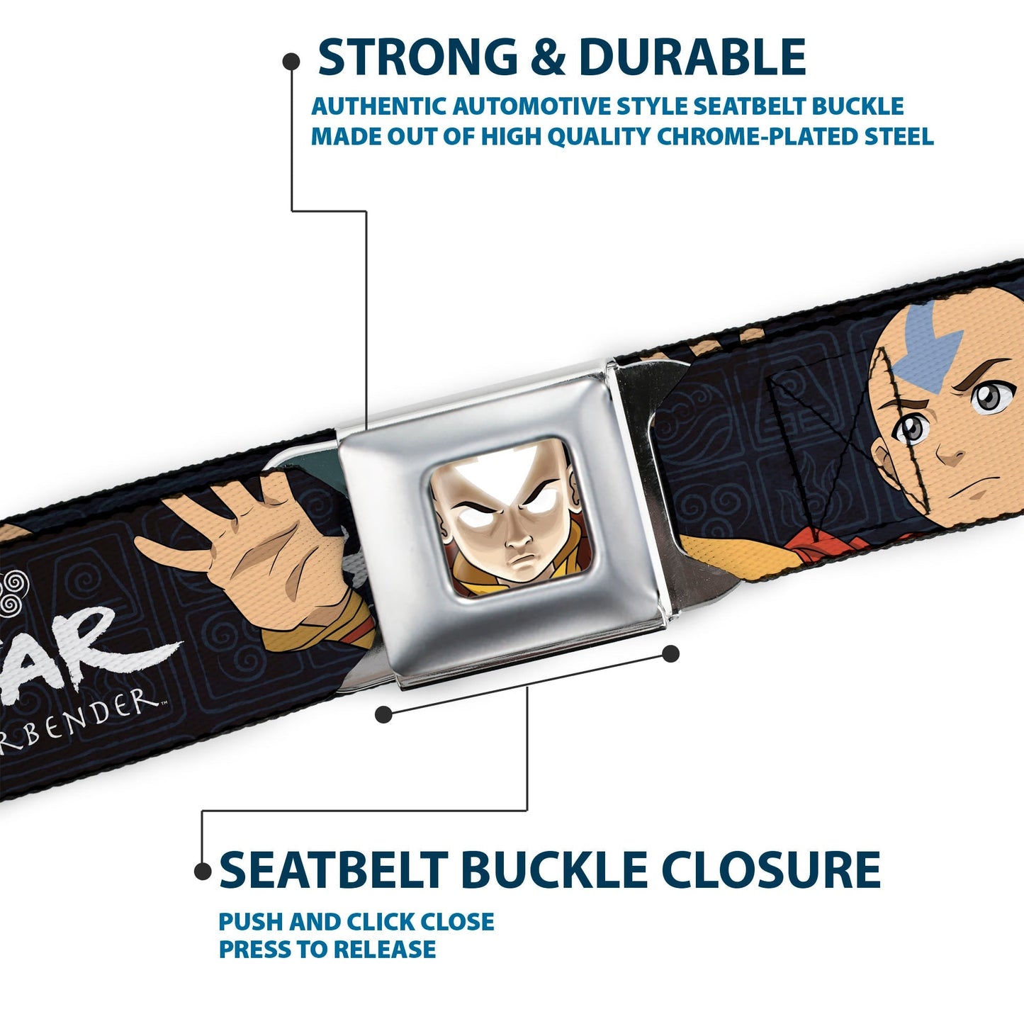 Avatar: The Last Airbender Aang Face and Logo Seatbelt Belt - Paramount Shop