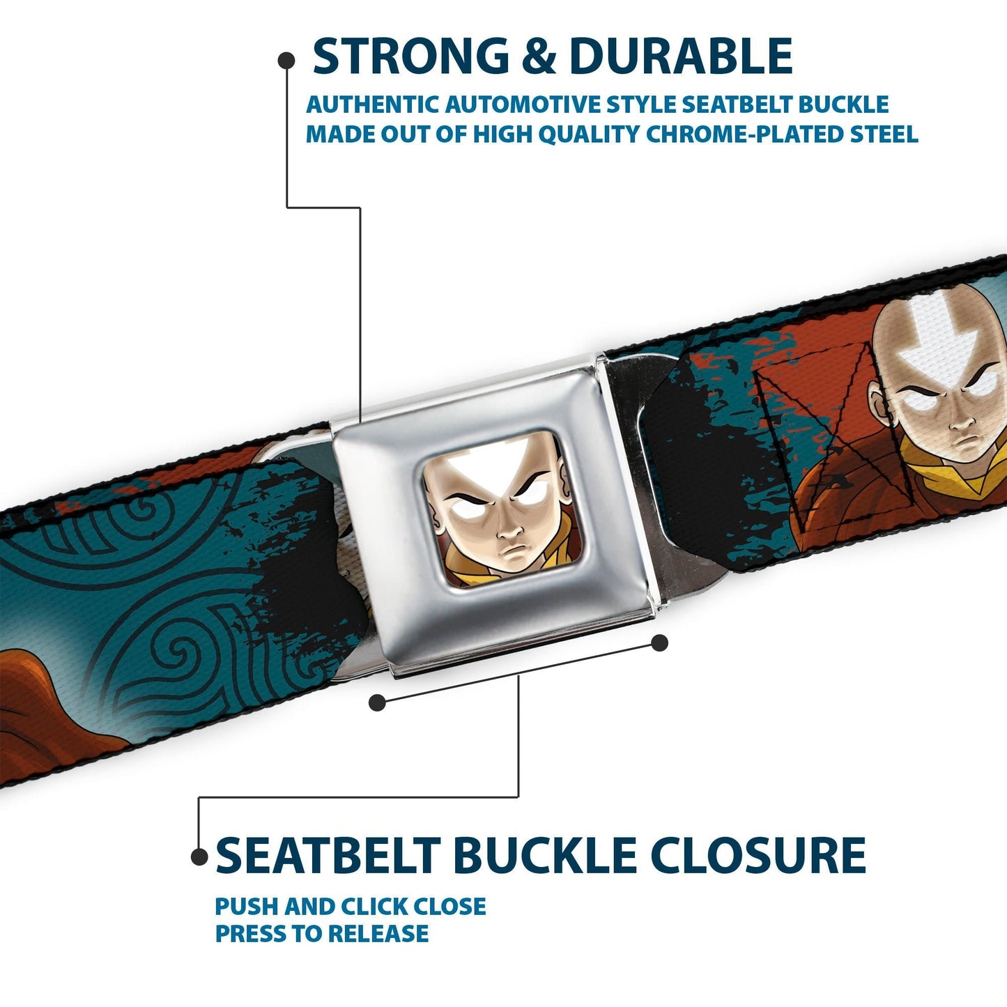 Avatar: The Last Airbender Aang Face Graphic Seatbelt Belt - Paramount Shop