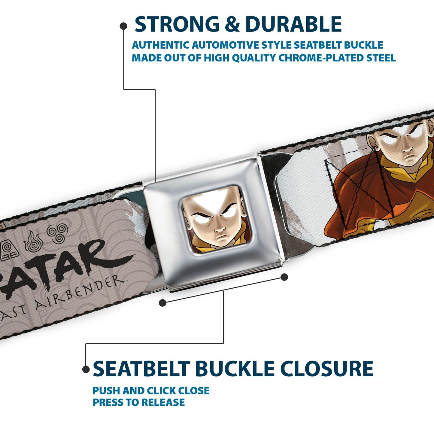 Avatar: The Last Airbender Aang Face & Logo Seatbelt Belt - Paramount Shop
