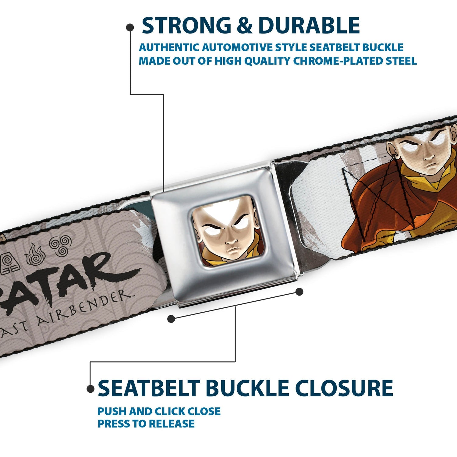 Avatar: The Last Airbender Aang Face & Logo Seatbelt Belt - Paramount Shop