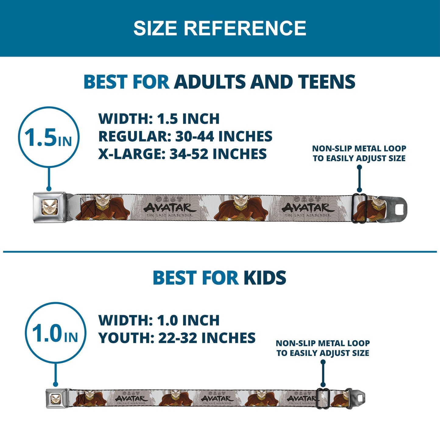 Avatar: The Last Airbender Aang Face & Logo Seatbelt Belt - Paramount Shop