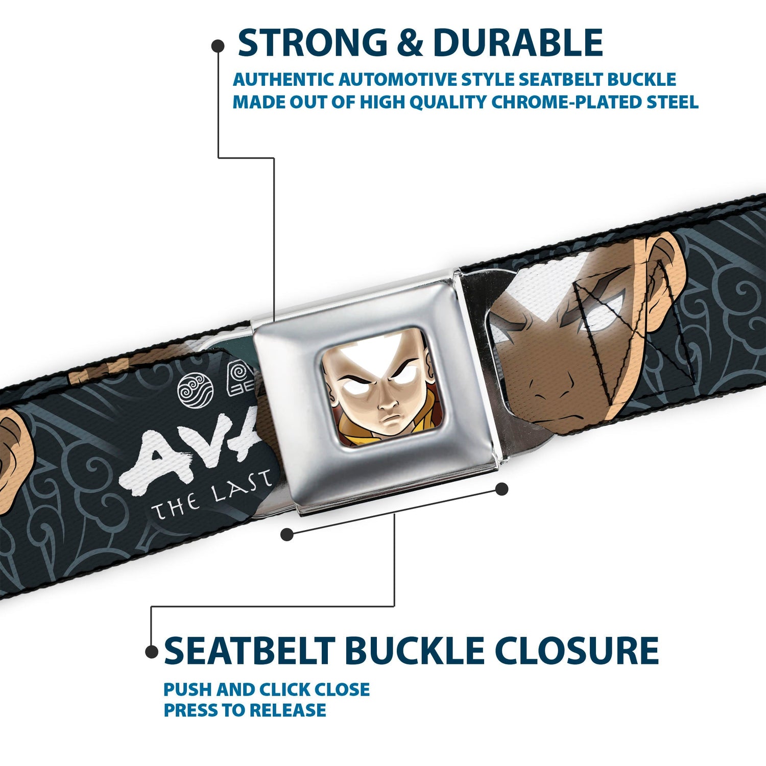 Avatar: The Last Airbender Aang Face & Logo Seatbelt Belt - Paramount Shop