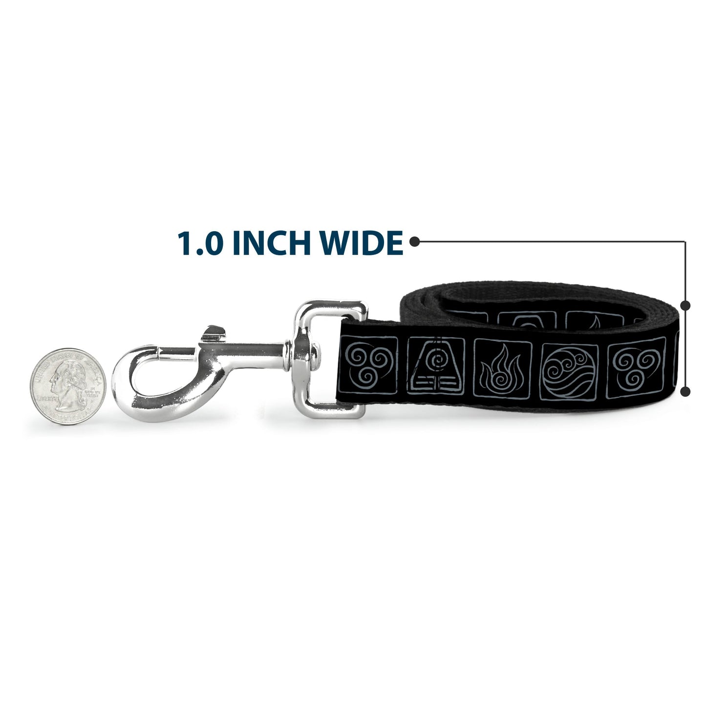 Avatar The Last Airbender Elements Icons Black Dog Leash - Paramount Shop