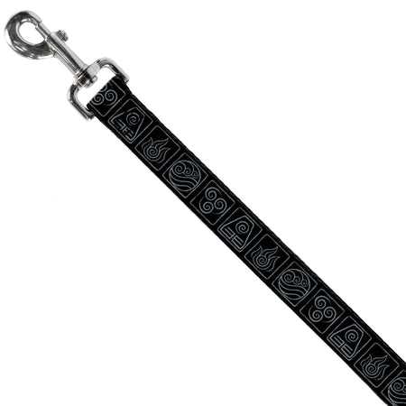Avatar The Last Airbender Elements Icons Black Dog Leash - Paramount Shop