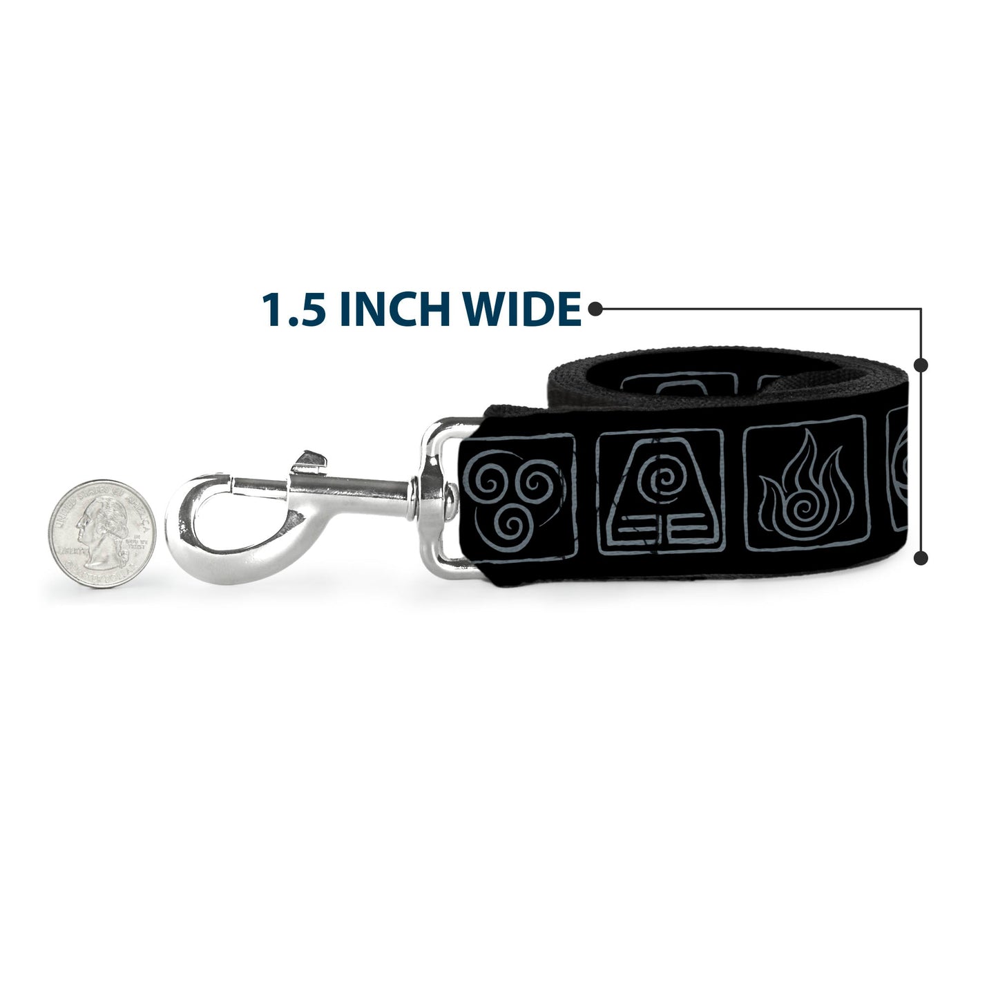 Avatar The Last Airbender Elements Icons Black Dog Leash - Paramount Shop