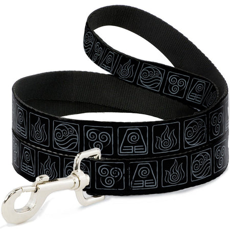 Avatar The Last Airbender Elements Icons Black Dog Leash - Paramount Shop