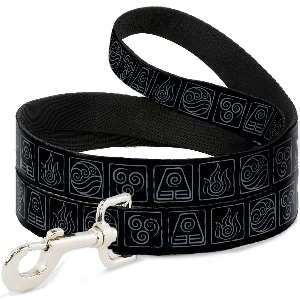 Avatar The Last Airbender Elements Icons Black Dog Leash - Paramount Shop