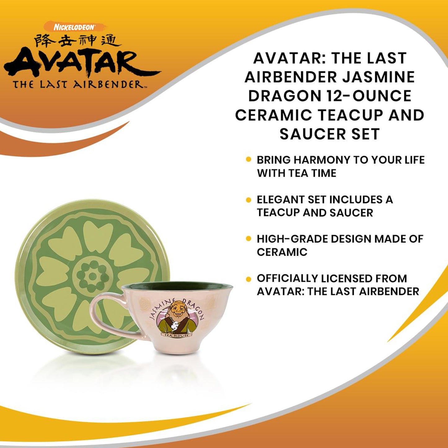 Avatar: The Last Airbender Jasmine Dragon Teacup and Saucer Set