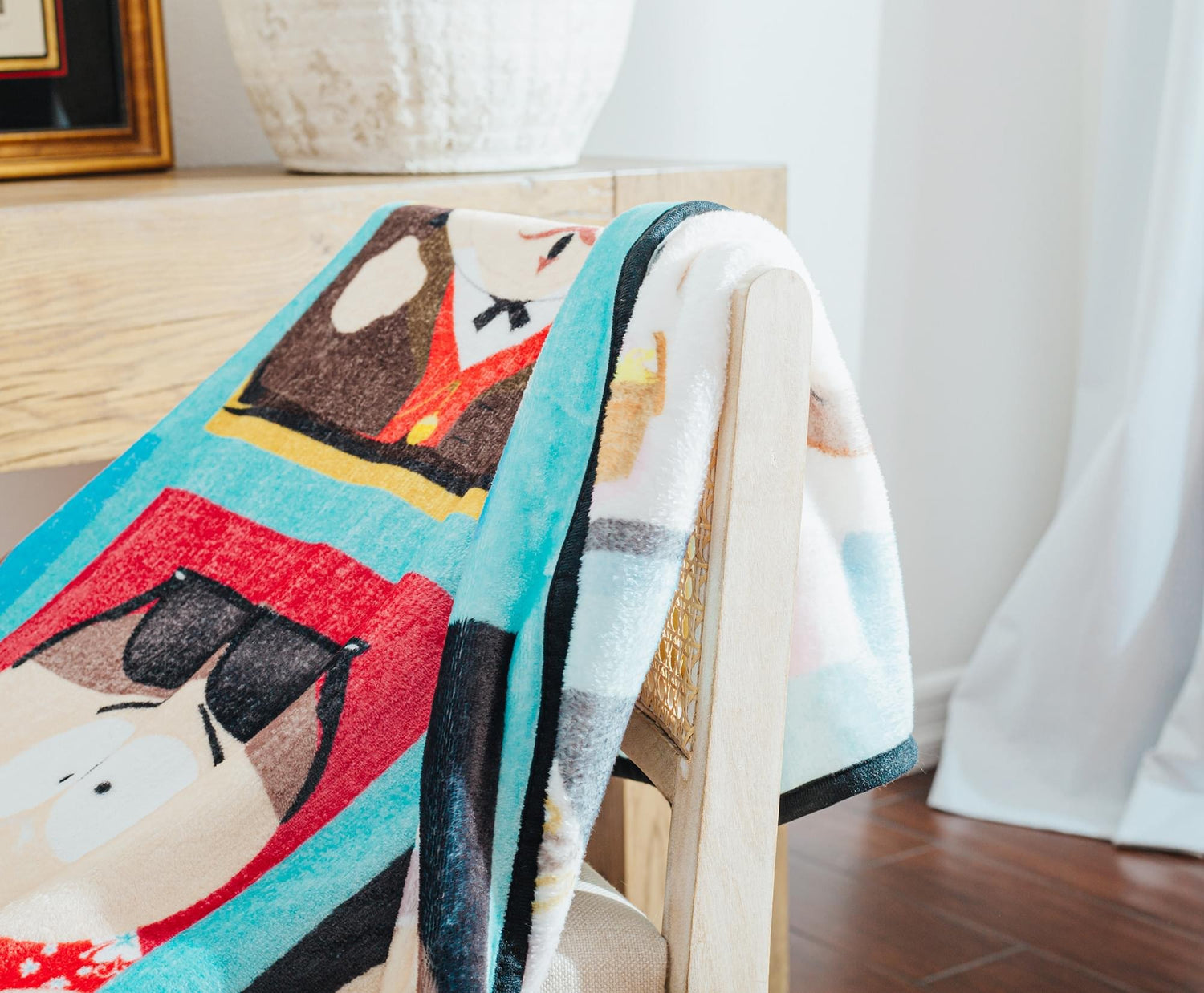 Back view of folded South Park Eric Cartman blanket