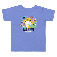 Baby Shark's Big Show All Fins On Deck Toddler Short Sleeve T-Shirt - Heather Columbia Blue / 2T