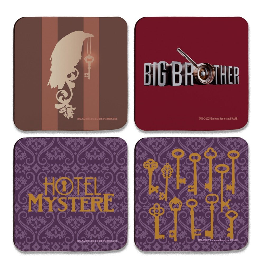 Big Brother Hotel Mystere Coaster Set with Mahogany Holder