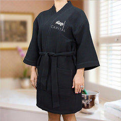 Billions Axe Capital Stacked Logo Embroidered Waffle Robe - White