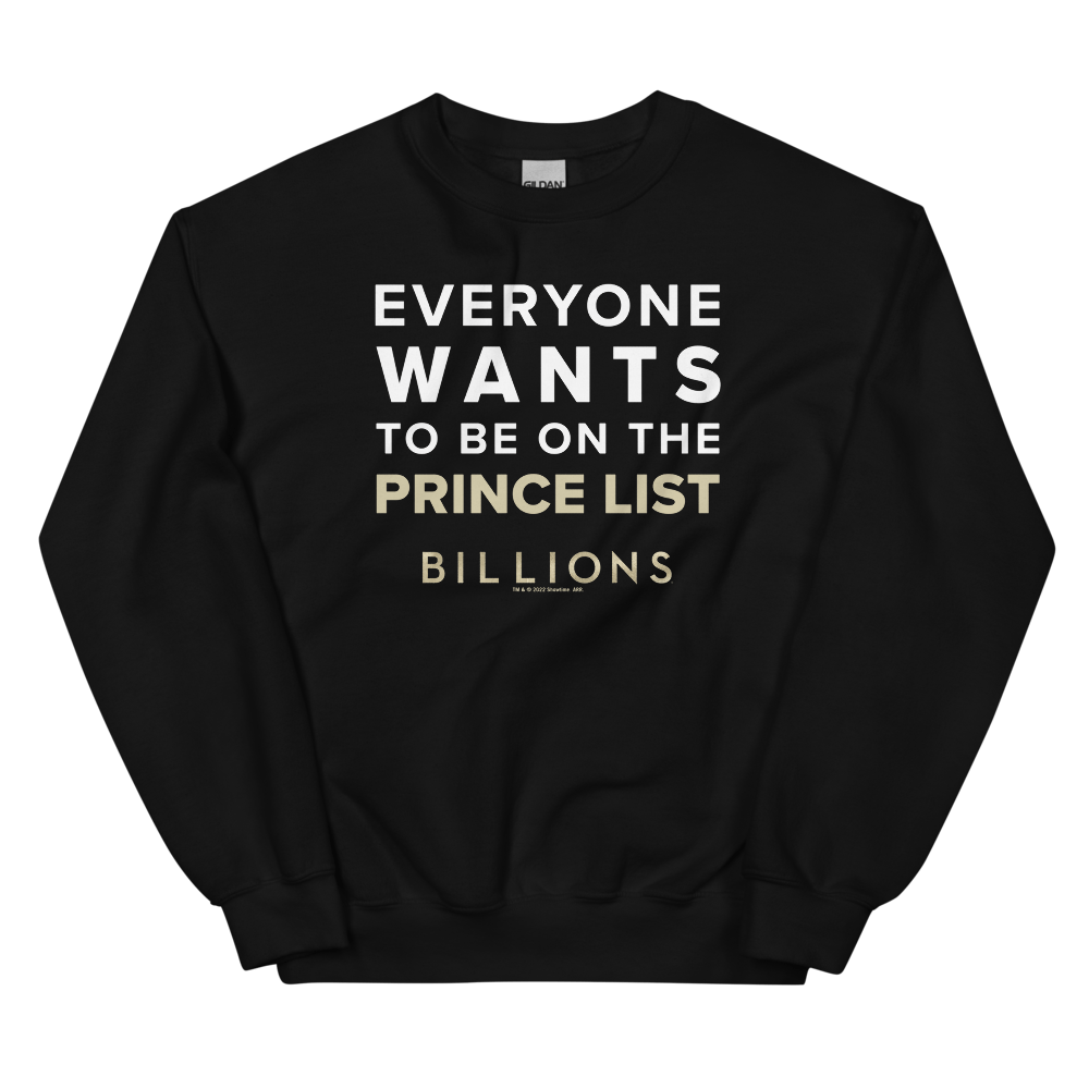 Billions Prince List Fleece Crewneck Sweatshirt