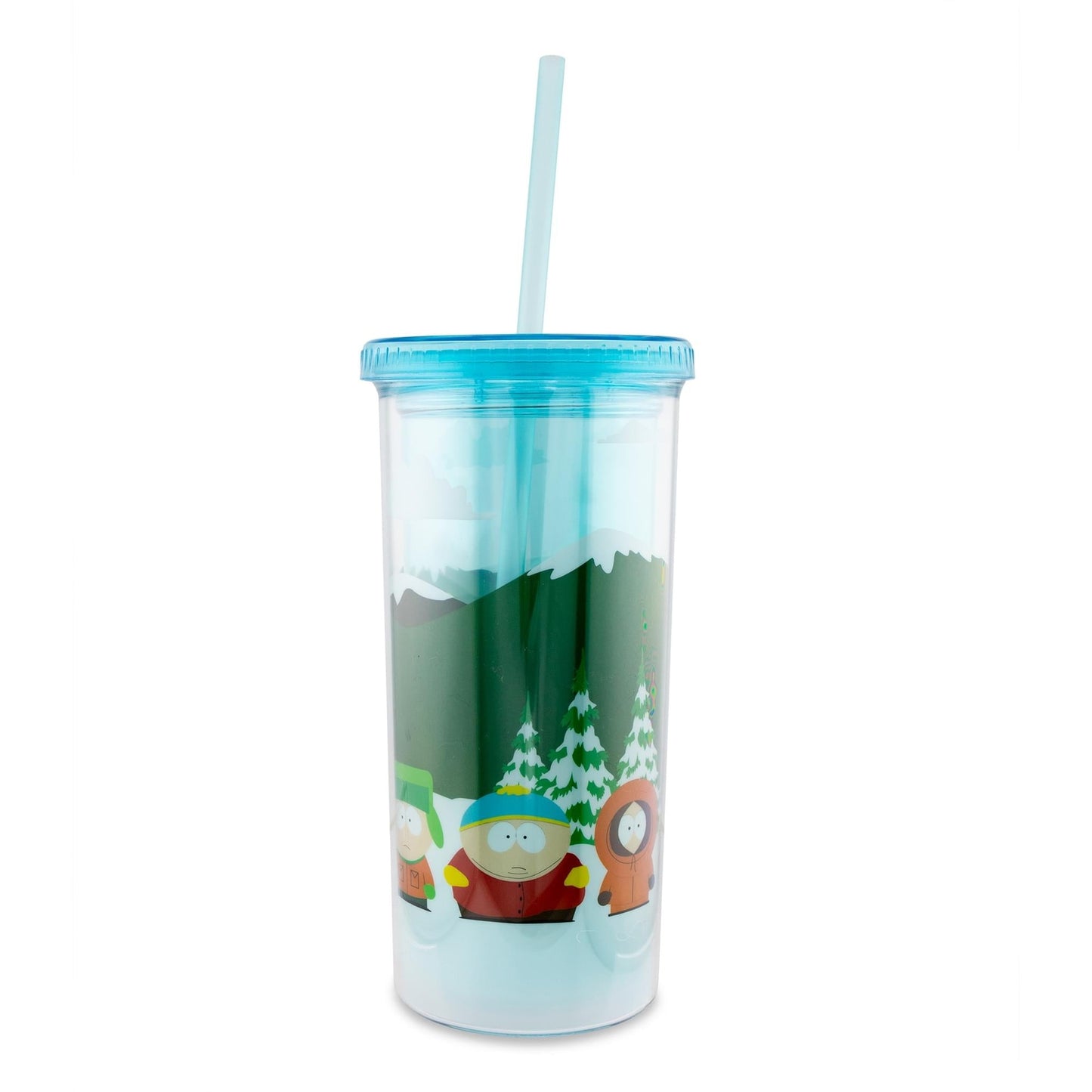 South Park Bus Stop Carnival Cup viewed from the front showing Stan, Kyle, Cartman, and Kenny waiting at the bus stop