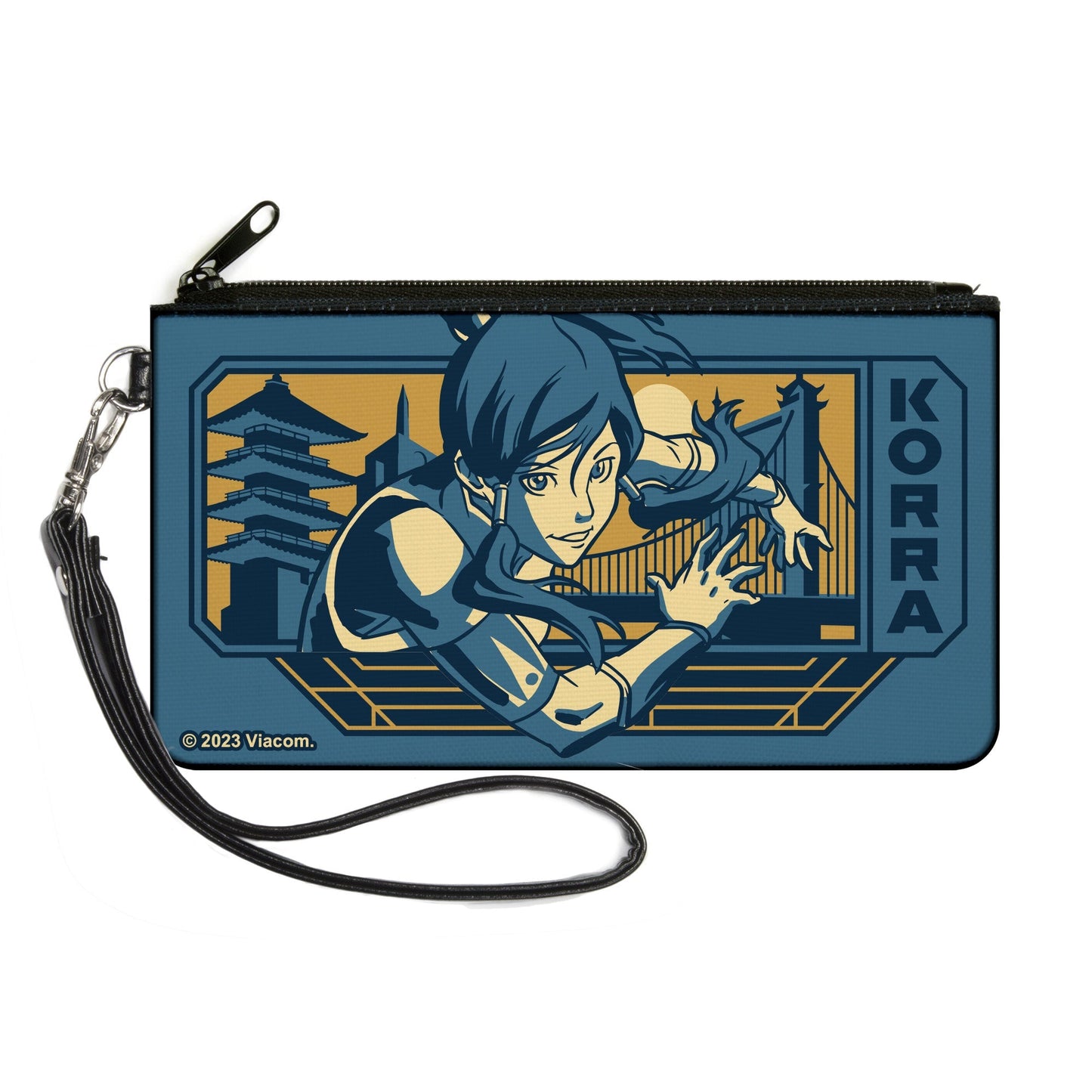 Canvas Zipper Wallet - LARGE - The Legend of Korra Avatar KORRA Bridge Pose and Text Blues - Paramount Shop
