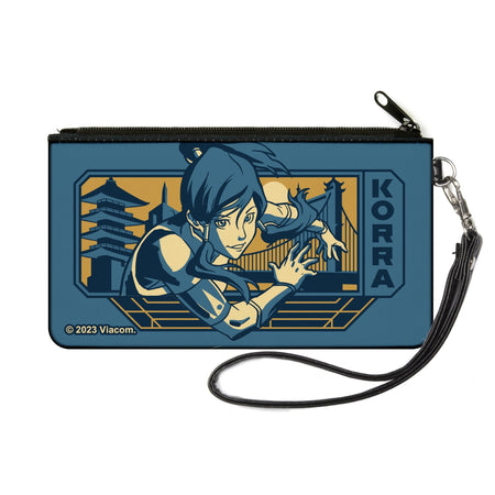 Canvas Zipper Wallet - SMALL - The Legend of Korra Avatar KORRA Bridge Pose and Text Blues - Paramount Shop