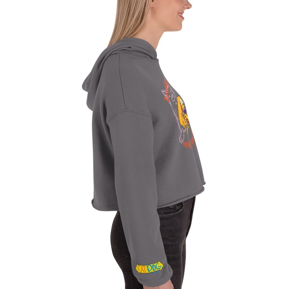 CatDog Really Love You Cat Women's Cropped Hooded Sweatshirt - Paramount Shop