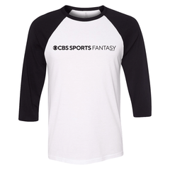 CBS Sports Fantasy Logo Camiseta de béisbol de manga 3/4 - Negro blanco / XS