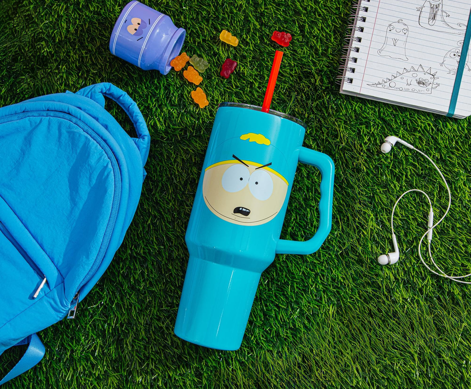 Lifestyle view of South Park Cartman 40oz tumbler