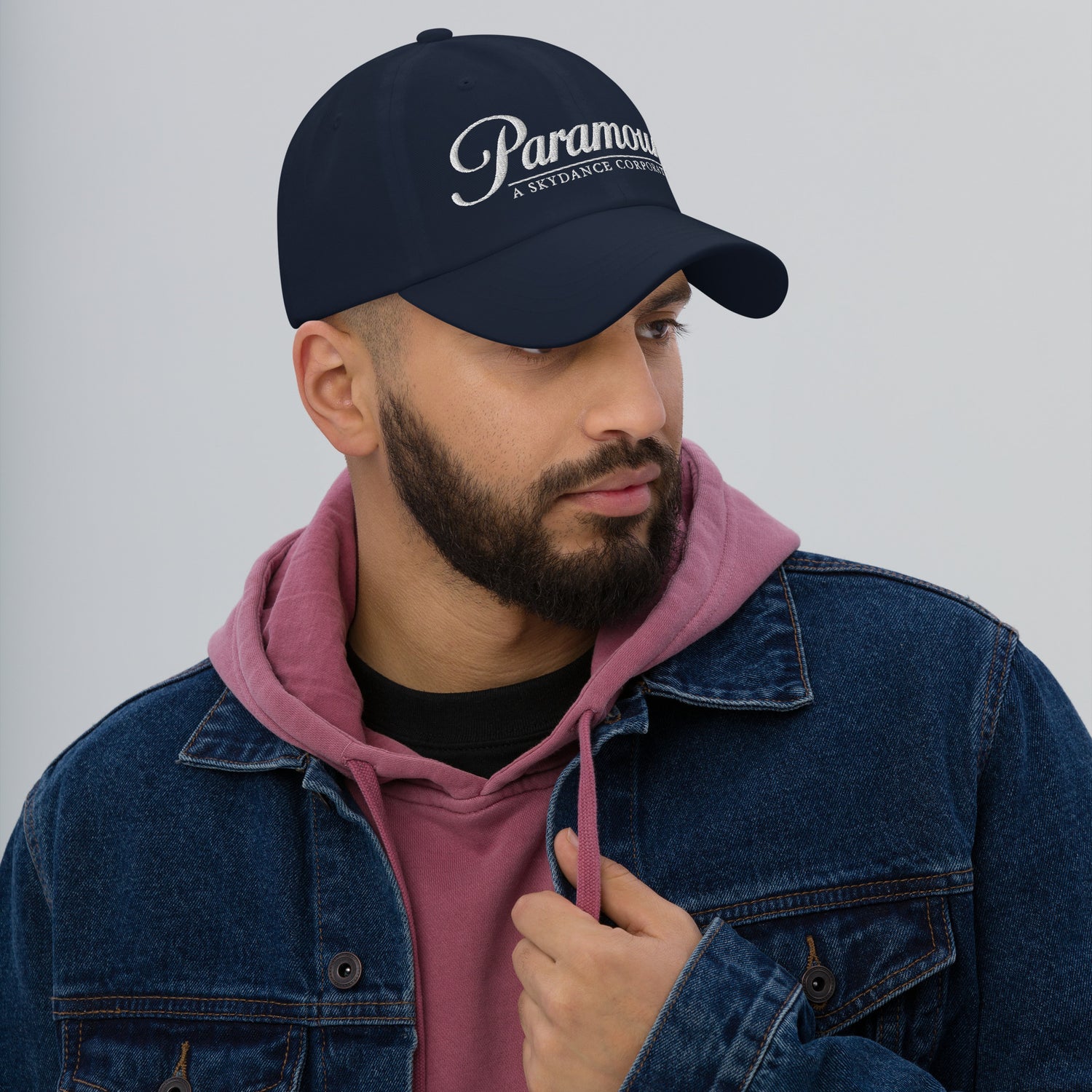 Back view of the Paramount dad hat showing the adjustable strap.