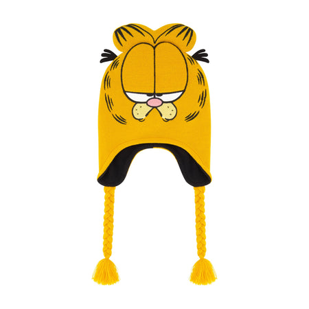 Concept One Garfield Beanie Hat, Peruvian Winter Knit Cap with 3D Cat Ears and Tassels - Paramount Shop