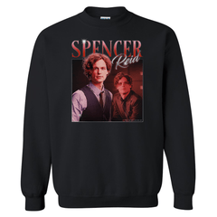 Criminal Minds Sudadera Spencer Reid de cuello redondo y forro polar años 80 - Negro / Sm