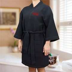 Dexter Embroidered Waffle Robe - White