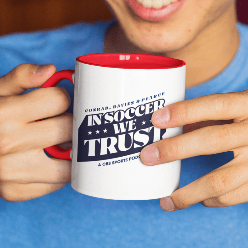 In Soccer We Trust Podcast Logo Two-Toned Mug