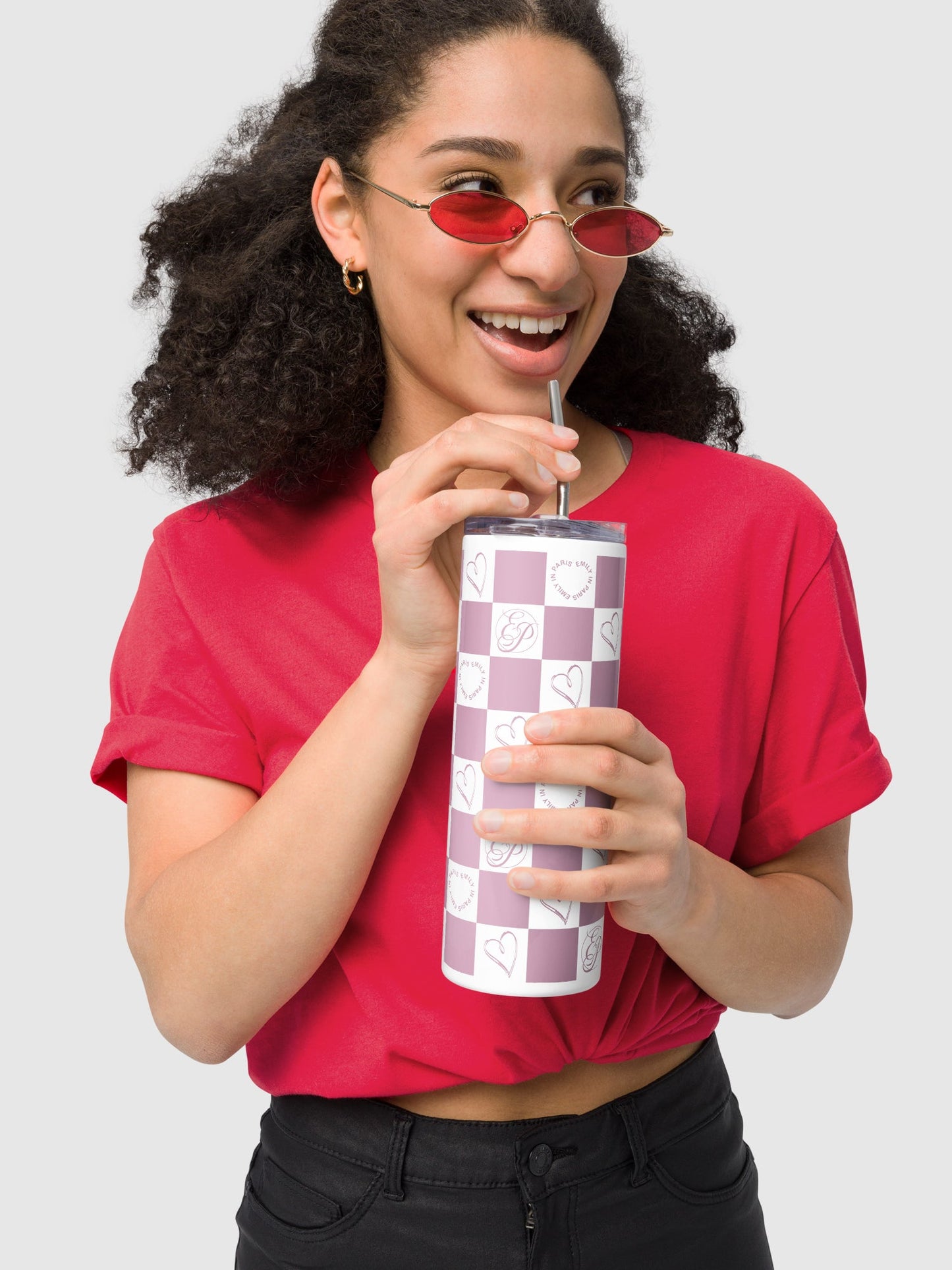 Emily in Paris Stainless Steel Tumbler Checkered - Paramount Shop
