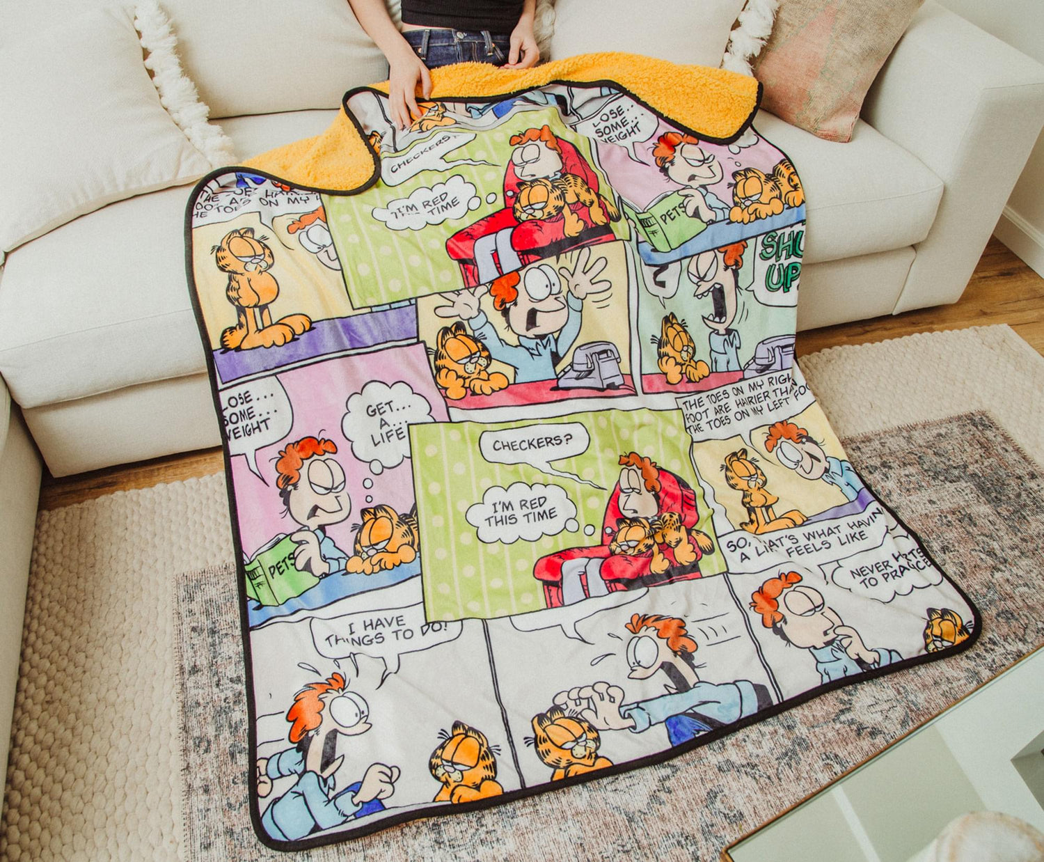Garfield and Jon Comic Strip Panels Sherpa Throw Blanket - Paramount Shop