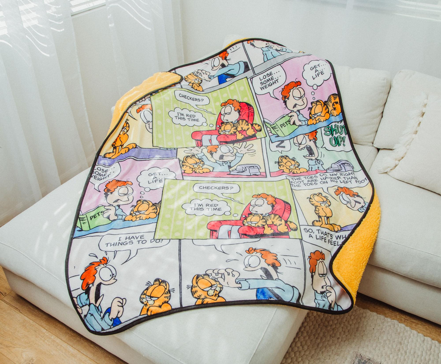 Garfield and Jon Comic Strip Panels Sherpa Throw Blanket - Paramount Shop