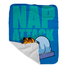 Garfield Nap Attack Graue Sherpa-Decke - Weiß / 50 in x 60 in