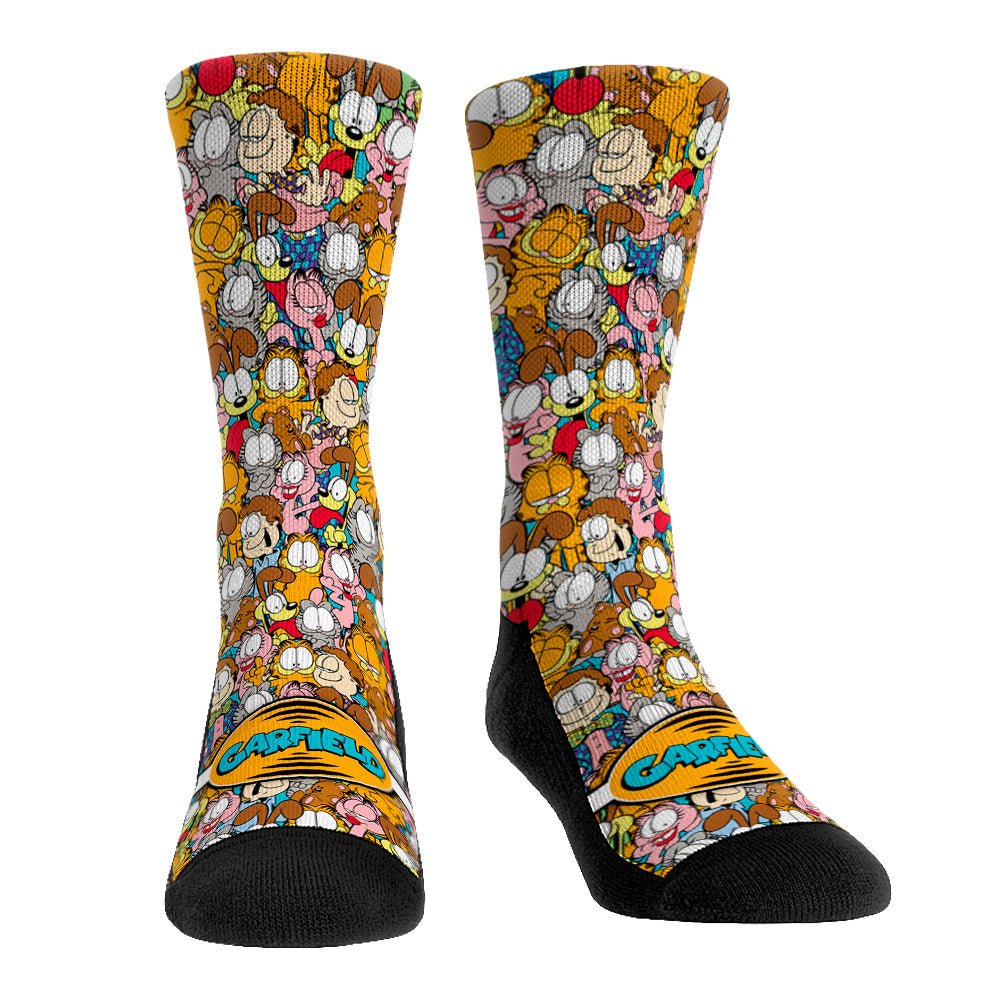 Garfield Stacked Characters Vibrant Graphic Crew Socks - Paramount Shop