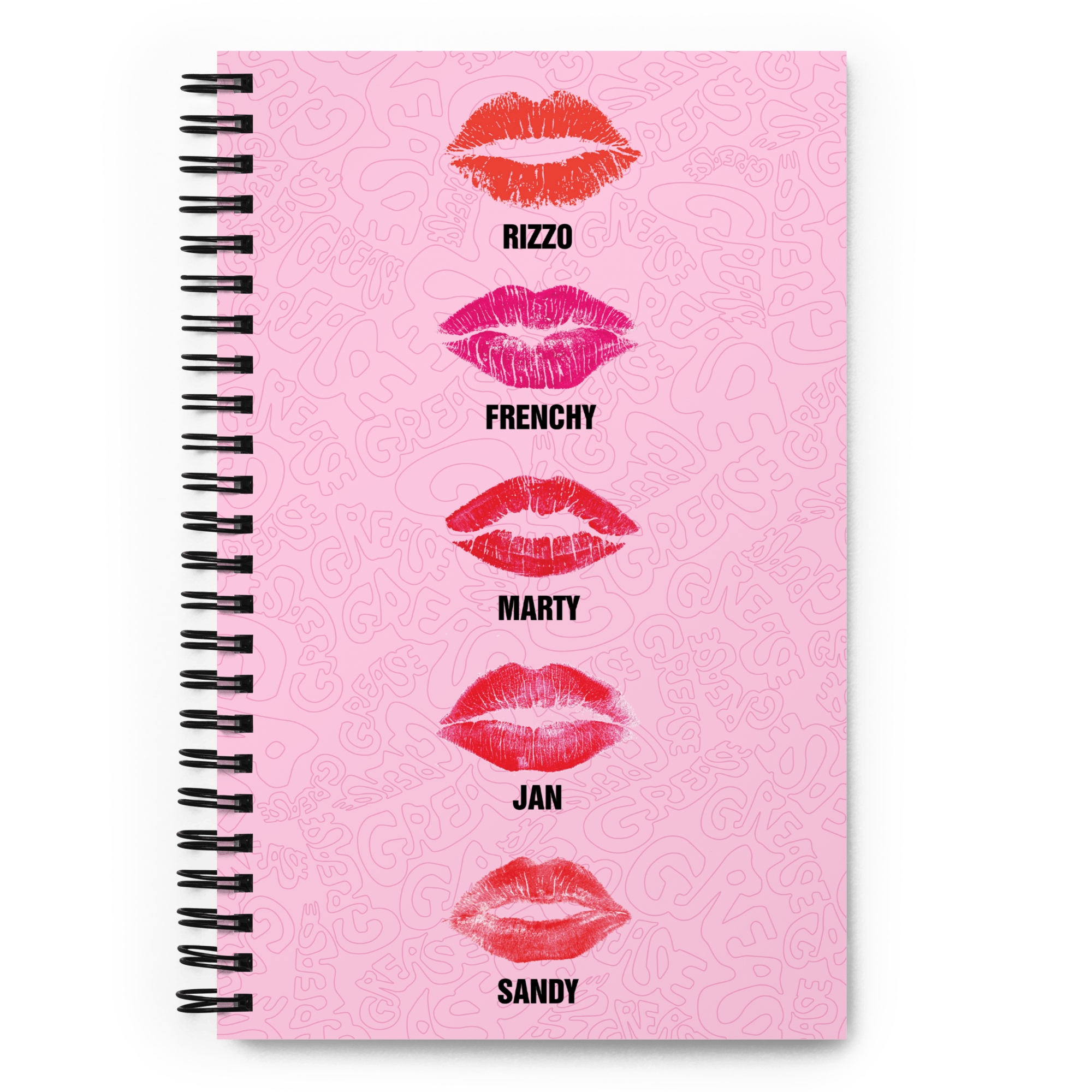 Grease Pink Ladies Kisses Spiral Notebook