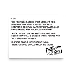 Jersey Shore Family Vacation Cartel Sam Note - 16 en x 20 en