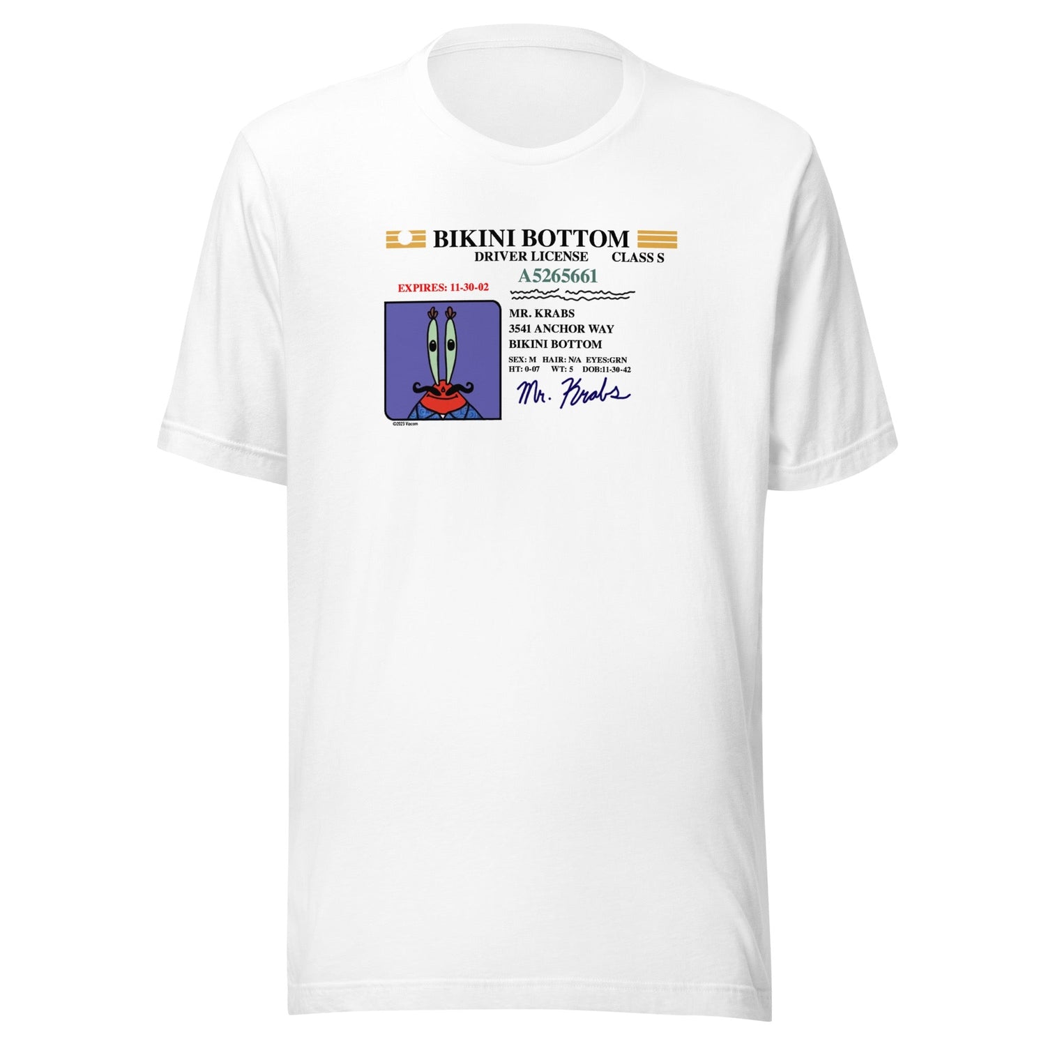 Mr. Krabs Bikini Bottom Driver's License T - Shirt - Paramount Shop