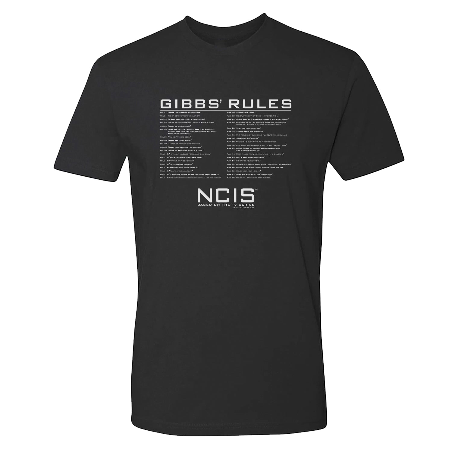 NCIS Gibbs Rules Adult Short Sleeve T-Shirt