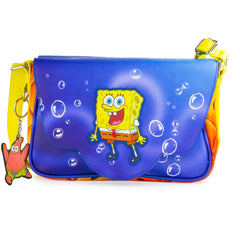 Nickelodeon SpongeBob SquarePants Crossbody Bag Excited Pose Applique Vegan Leather Yellow