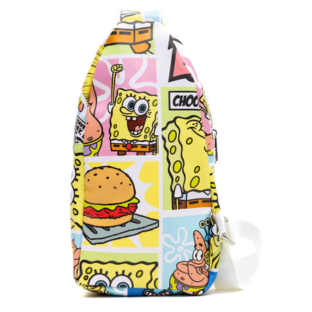 Nickelodeon Vegan Leather Crossbody Sling Bag SpongeBob SquarePants Character Blocks 7" x 14" - Paramount Shop