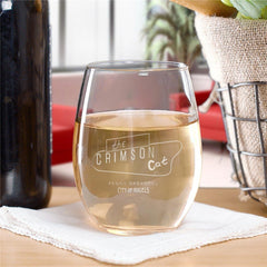 Penny Dreadful: City of Angels Crimson Cat Logo Laser Engraved Stemless Wine Glass - Clear