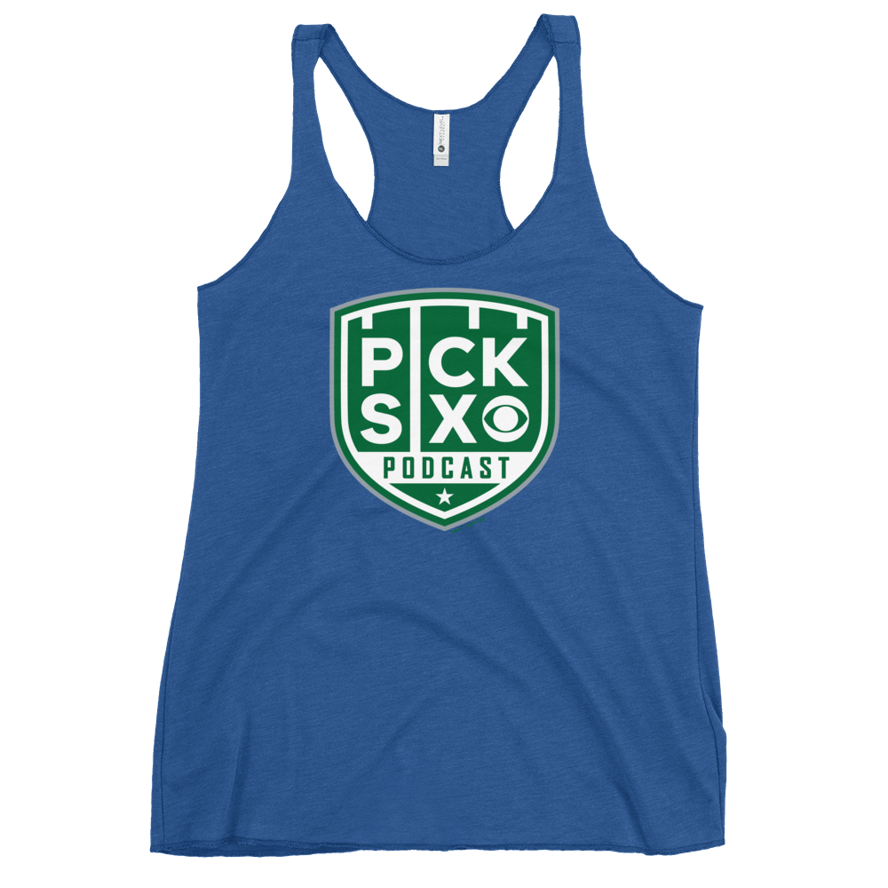 Pick Six Podcast Logo Women's Tri - Blend Racerback Tank Top - Paramount Shop